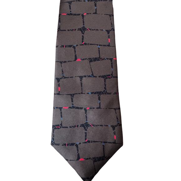 Vintage Christian Dior | 100% Silk Brown Geometric Neck Tie - Picture 2 of 3